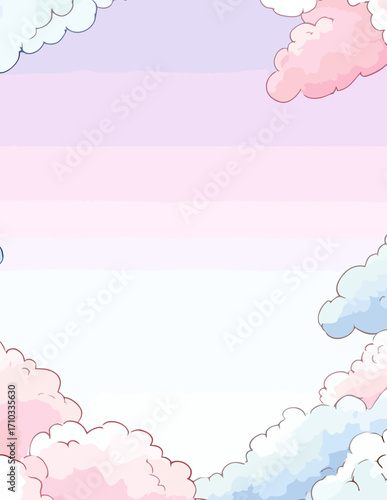 Fondo pastel suave con nubes vectoriales