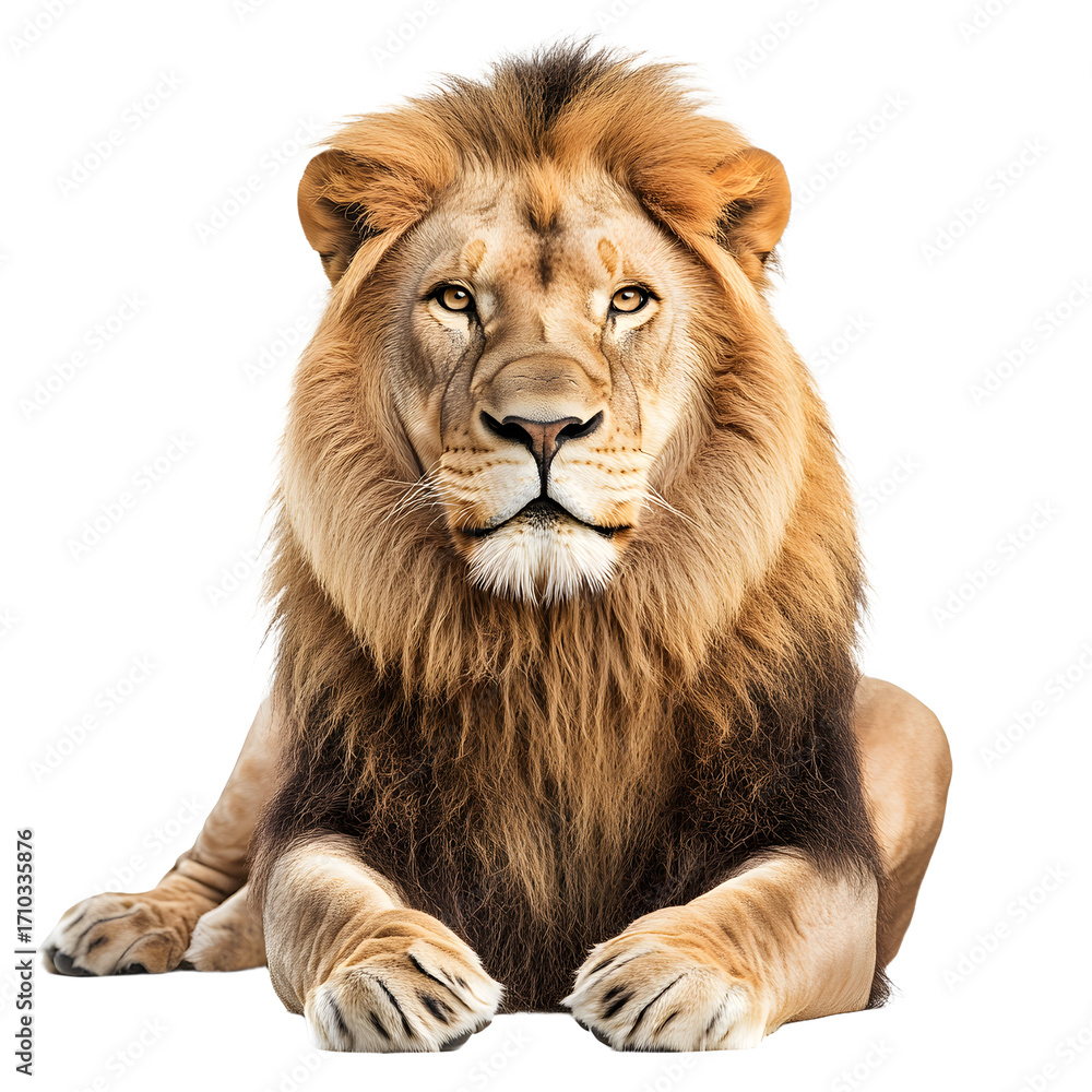 Obraz premium Majestic Lion Isolated on White Background for Wildlife Photography and Design Projects