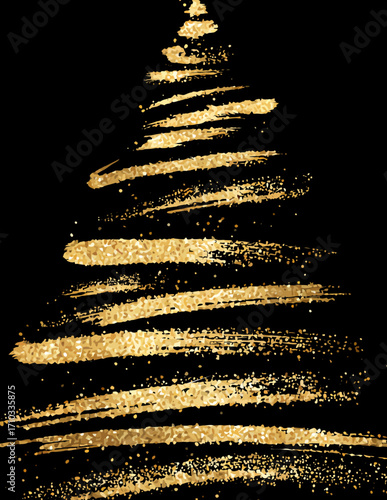 Árbol de Navidad abstracto minimalista dorado