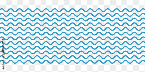 Set of wavy zigzag lines. Wave thin line background. Vector zigzag and wavy blue horizontal underline. Eps10
