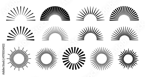 Collection of Sunburst and Radial Line Graphic Elements