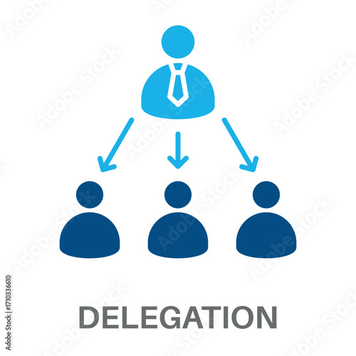 Delegation Silhouette Glyphs Color Blue Concept Simple Style Design Vector