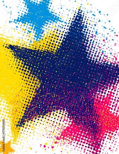 Fondo abstracto de semitonos vectoriales en amarillo, azul marino y magenta