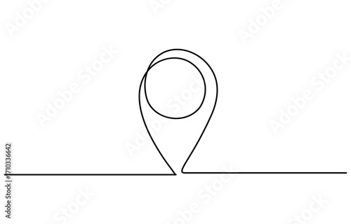 Continuous one line drawing of Location icon vector illustration. Editable outline