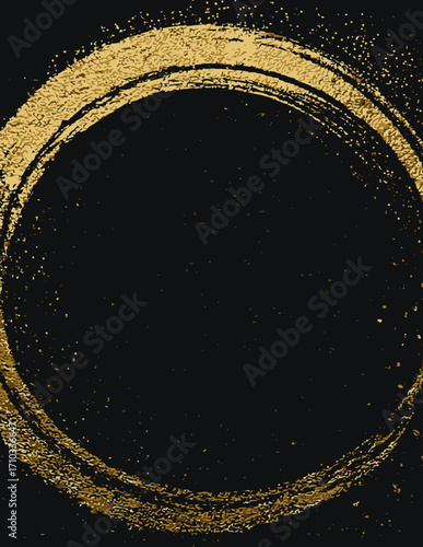 Trazo de pincel dorado texturizado, estilo vector, fondo negro
