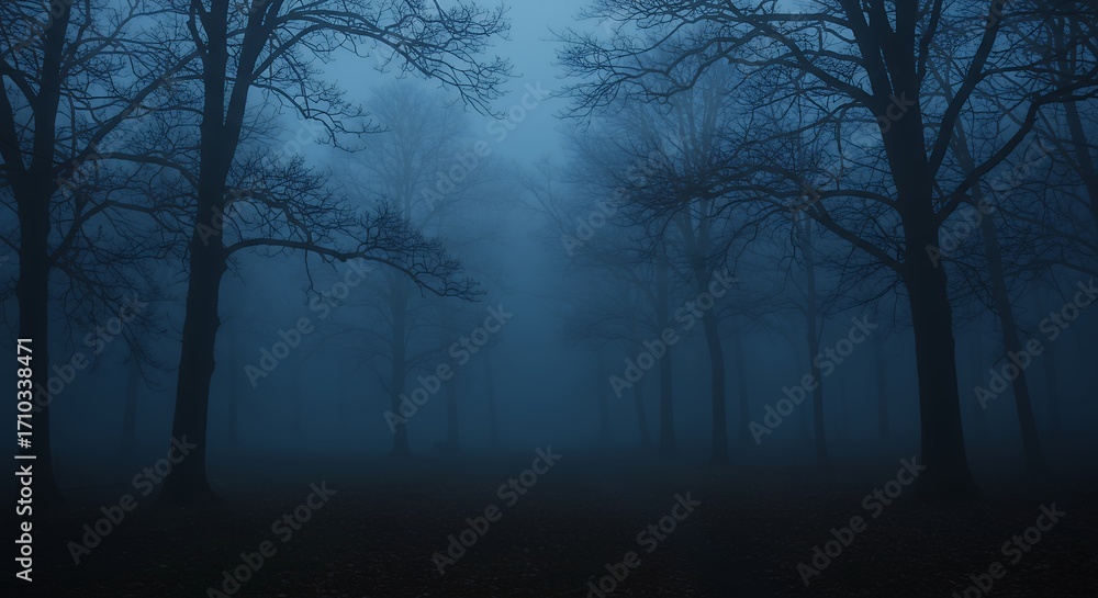 Fototapeta premium Misty forest at dawn