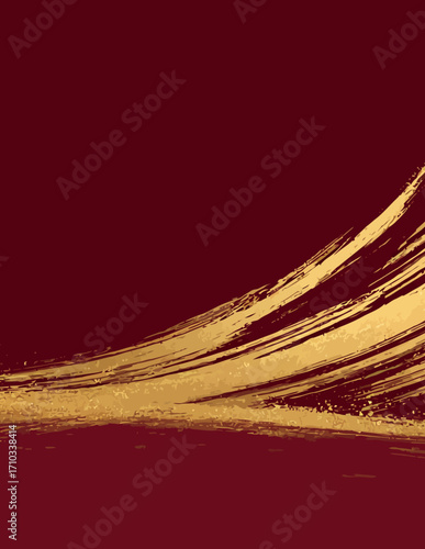 Fondo vectorial rojo oscuro con trazos dorados
