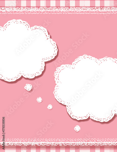 Dos nubes de pensamiento en estilo vectorial pastel rosa