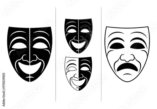 Iconic Comedy and Tragedy Masks Representing Theater and Emotion