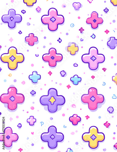 Patrón sin costuras de cruces coloridas y juguetonas en estilo vectorial