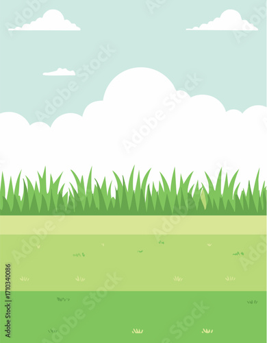 grass, sky, nature, summer, spring, field, landscape, meadow, lawn, vector, plant, cloud, illustration, blue, day, environment, sun, season, clouds, garden, growth, design, outdoors, leaf, green
