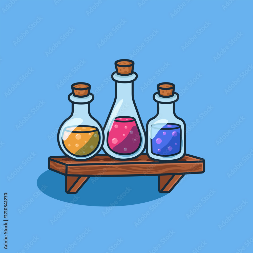 Obraz premium cute magical potion rack vector illustration