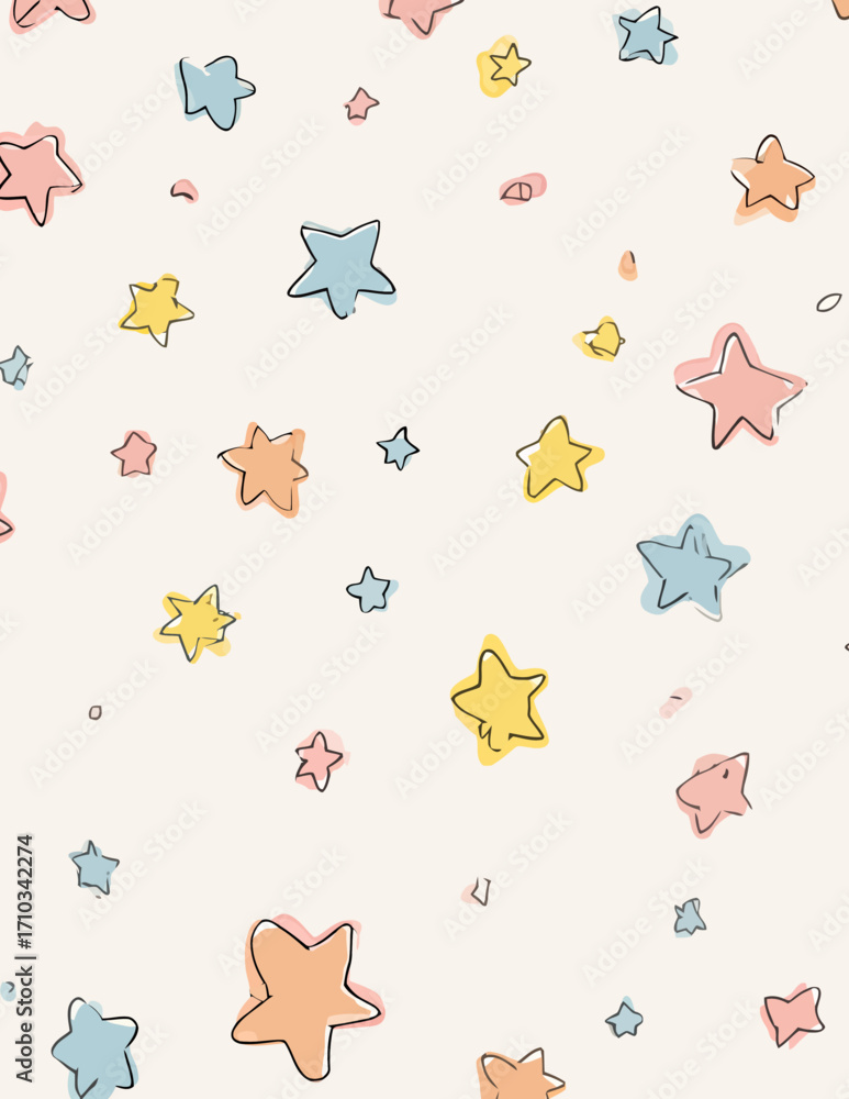 Fondo de estrellas pastel dibujadas a mano