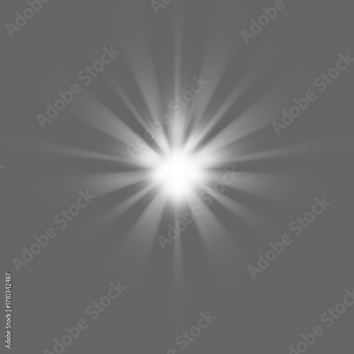 Radiant burst of light emanating outward, perfect for adding a luminous glow and dramatic flair to your designs with its vector origin