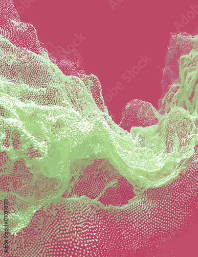 Abstracción en Verde y Rosa: Textura Ondulada Vectorial