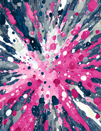 Salpicaduras abstractas de color rosa, azul marino y gris