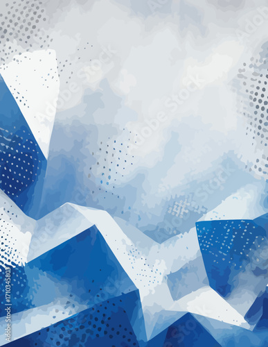Abstracto geométrico azul y blanco