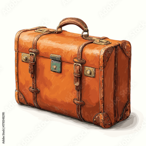 Vector illustration of a travel suitcase isolated on a white background