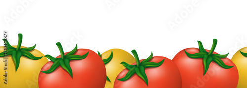 Tomato seamless pattern. Tomato border. Vector frame isolated on white background.