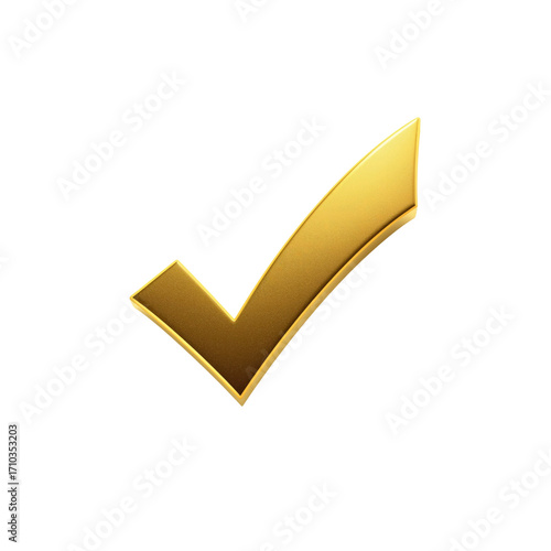3D Golden Checkmark - Approval, Success, Confirmation Symbol