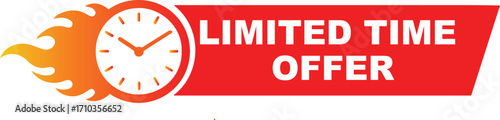 Limited Time Offer Label with Clock Icon – Urgent Countdown Sale Sticker Design for Promotions