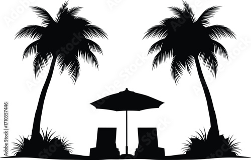 Tropical Beach Scene Silhouette