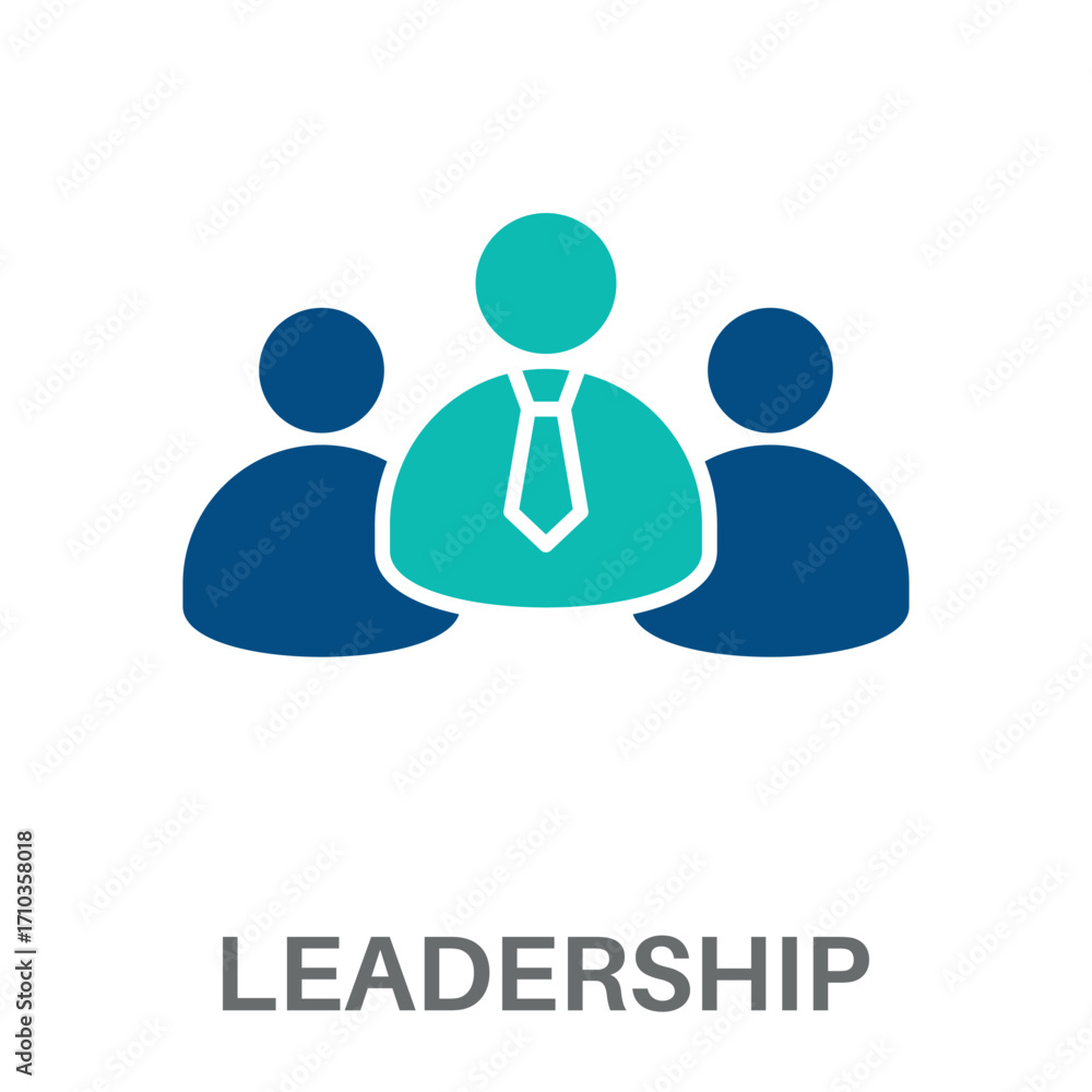 Fototapeta premium Leadership Silhouette Glyphs Color Blue With Green Concept Simple Style Design Vector