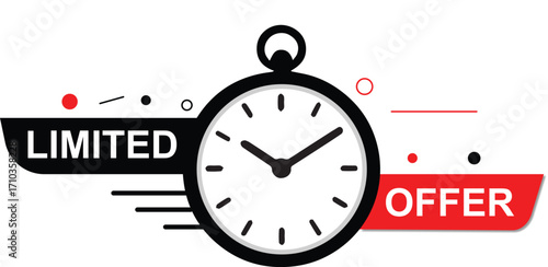 Premium Limited Offer Label – Black and Red Exclusive Discount Badge for Sales and Promotions
