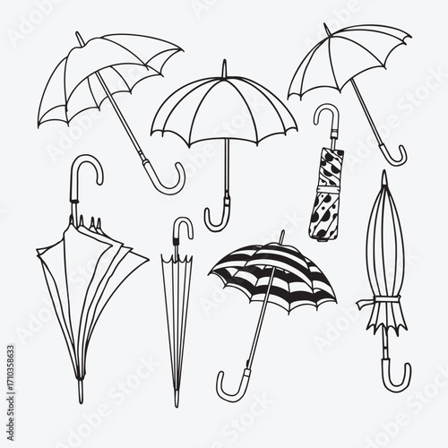 set of vector umbrellas