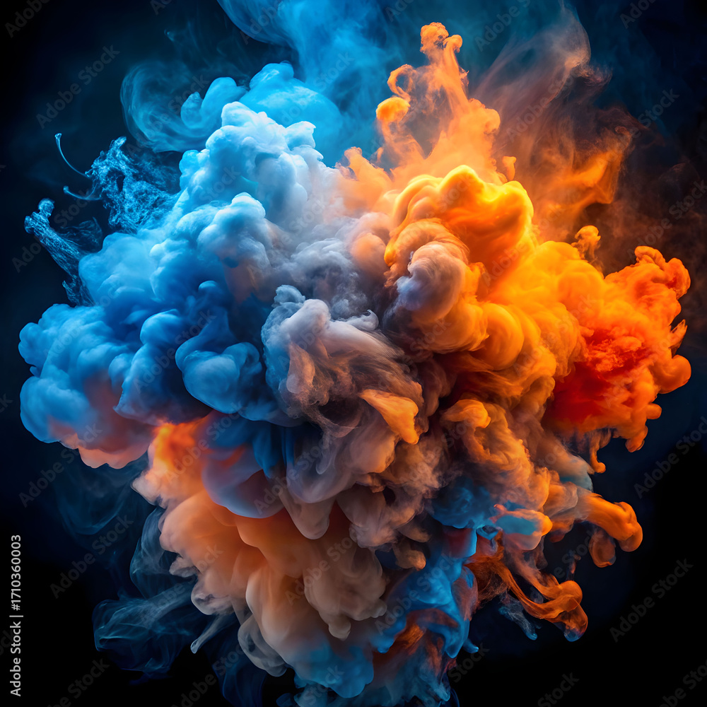 Obraz premium an abstract background of blue and orange smoke ex