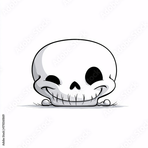 Wallpaper Mural A simple, smiling skull designed in a minimalist cartoon style, bringing a playful vibe to Halloween. Torontodigital.ca