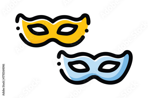 Different Mask silhouette isolated on transparent background Masquerade vector for apps or web party superhero carnival villain or burglar icon in flat. 
costume eye mask hidden person face.