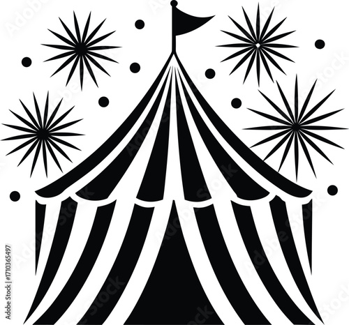 Black and white abstract background vector with a celebratory explosion of stars and flowers