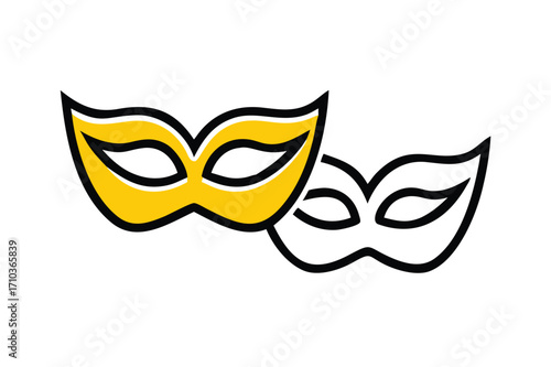 Different Mask silhouette isolated on transparent background Masquerade vector for apps or web party superhero carnival villain or burglar icon in flat. 
costume eye mask hidden person face.