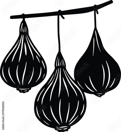 Vector illustration of fresh garlic and onion on a white background