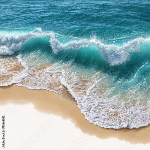 Wallpaper Mural Turquoise Ocean Wave Crashing on a Sandy Beach Shoreline Torontodigital.ca