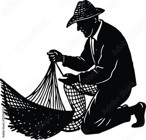 A vector cartoon drawing of a young woman in a flowing dress relaxing in a hammock while listening to music