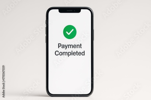 Wallpaper Mural Smartphone screen displaying a successful payment completed message with a green checkmark icon on a white background. Torontodigital.ca