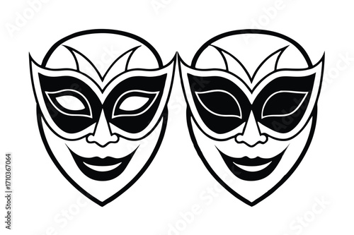 Different Mask silhouette isolated on transparent background Masquerade vector for apps or web party superhero carnival villain or burglar icon in flat. 
costume eye mask hidden person face.
