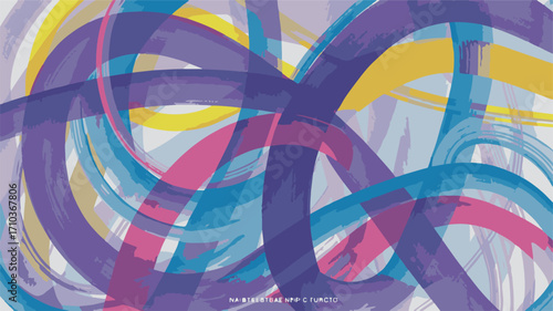 Abstract Swirling Brush Strokes in Purple, Blue, Yellow, and Pink Hues paint