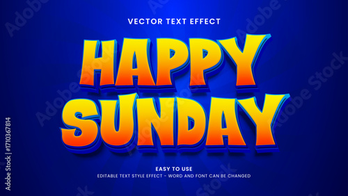editable text effect happy sunday 3d style premium vector