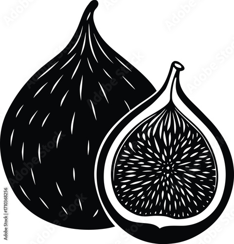 Vector illustration of fresh red and green figs, apples, and pears
