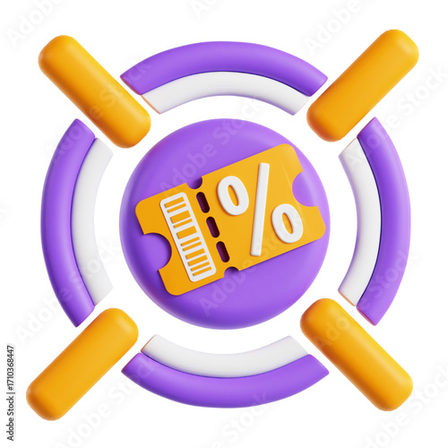 Special Offer Coupon with Percent Symbol in a Stylized Ring, Promoting Discounts and Savings for Shopping Promotions and Special Sales Events