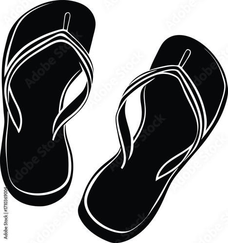 A vibrant vector illustration showing a pair of colorful flip-flops
