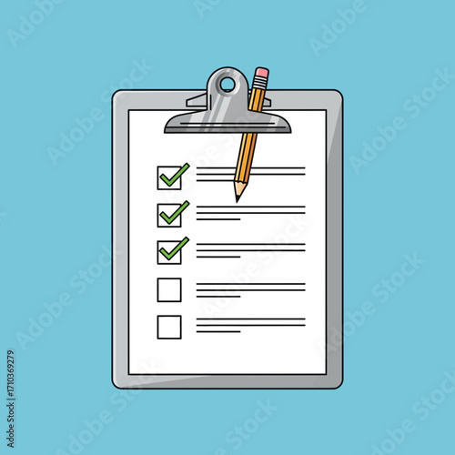 Clipboard with checklist and pencil showing completed tasks