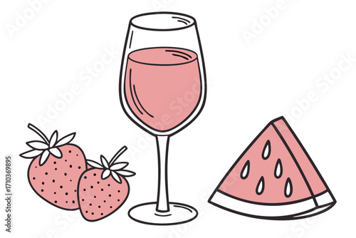 glass of juice with strawberry