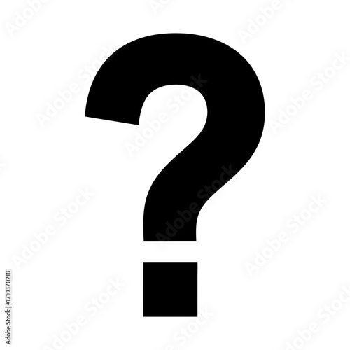 Bold black question mark symbol on white background
