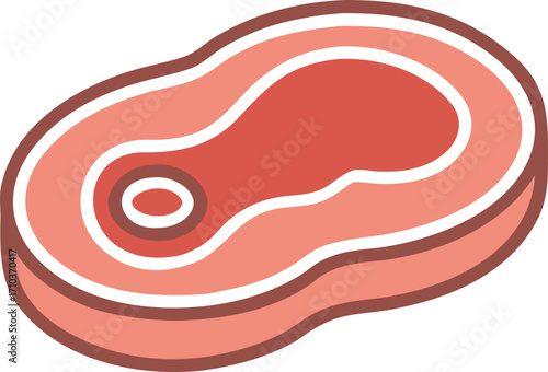Illustration of a beef steak with fat marbling and bone