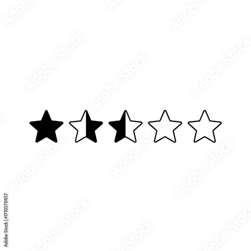 Customer rating with one and a half stars filled in
