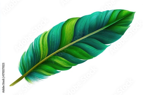 Wallpaper Mural Vibrant Green and Teal Feather with Striped Texture Torontodigital.ca